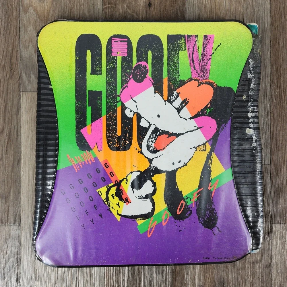 Vintage 90s Mead Disney Goofy Neon Portfolio Binder Folder Disney 33336
